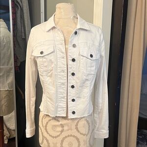 Kut from the Kloth White Denim Button-Front Jacket